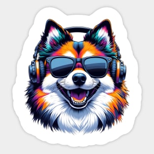 German Spitz Smiling DJ with Vibrant Melodies Sticker